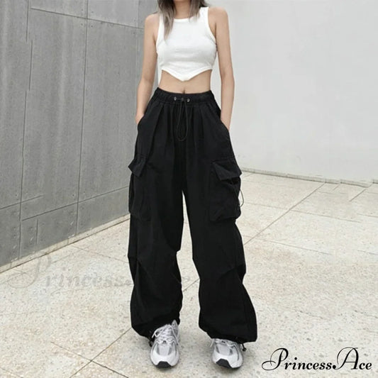 Straight Trousers Fashion Wide Leg Pockets Joggers Trousers
