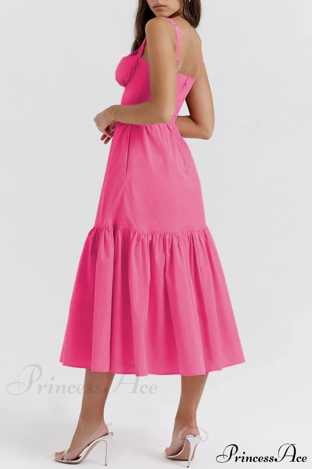 Strap Solid Color Charming A-Hem Midi Dress