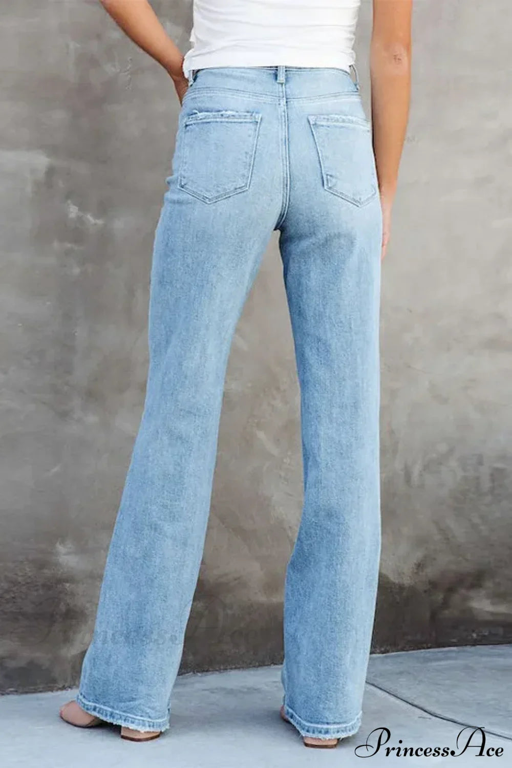 Stretch Blue High Waist Loose Wide Leg Vintage Fashionable Washed Straight Casual Jean