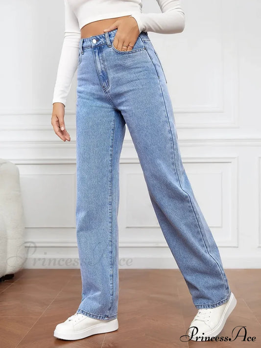Stretch Straight-Leg Denim Trousers Women Loose Straight Washed Denim Pants Fashion Pants Fall Winter new Jean