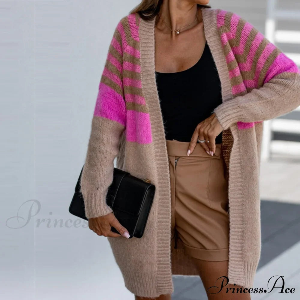 Stripe Contrast Sweater Winter Causal Long Sleeve Outerwear