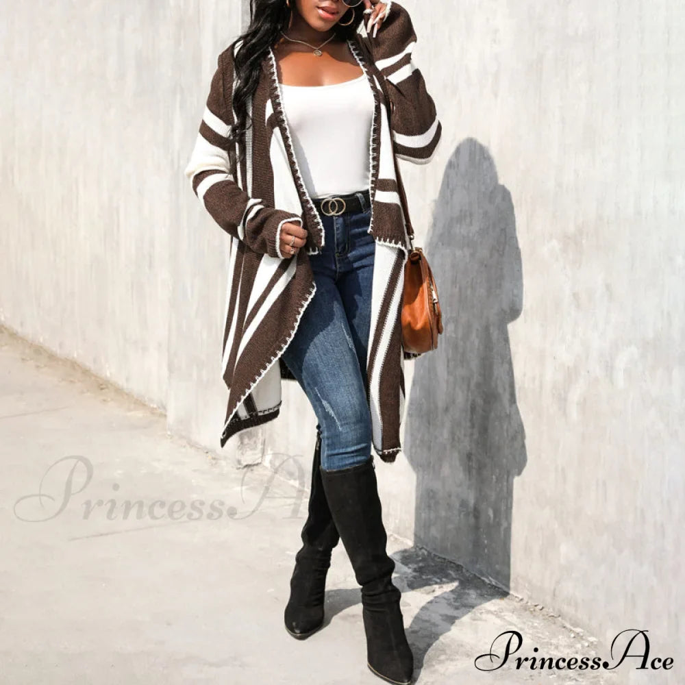 Striped Hooded Cardigan