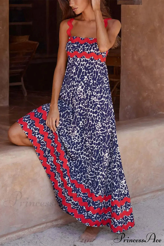 Suspender Print Stylish Maxi Dress