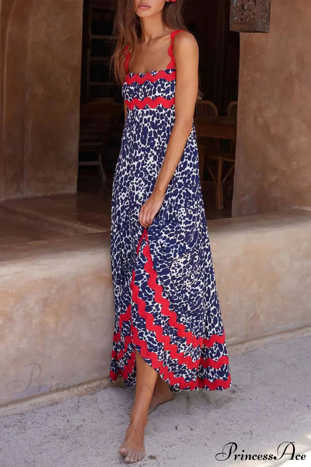Suspender Print Stylish Maxi Dress