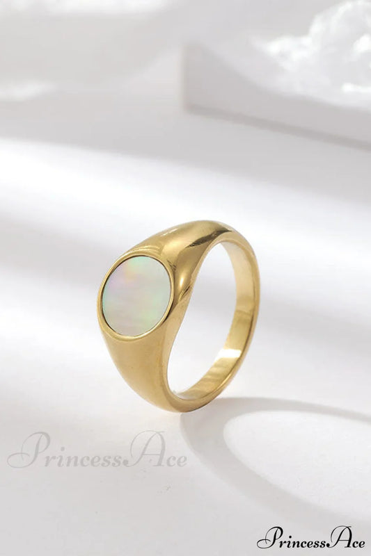 Titanium Steel Natural Opal Closed Rings