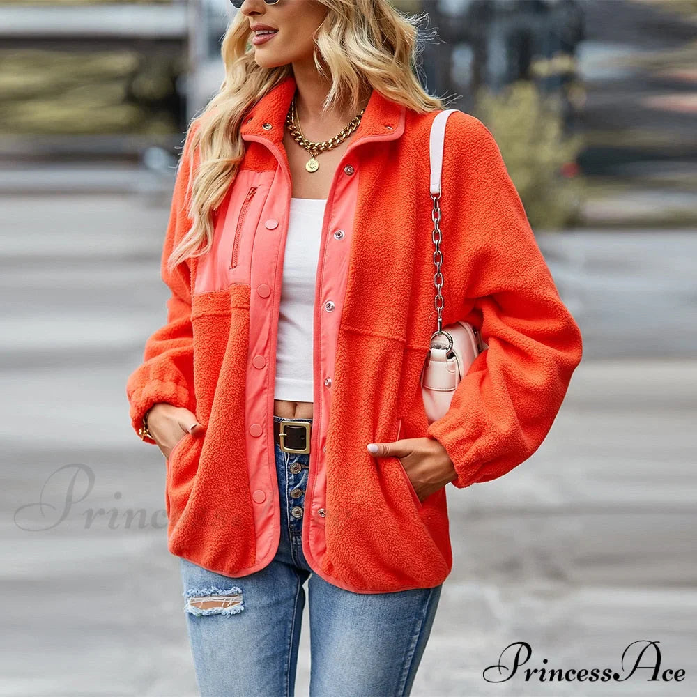 Turn Down Collar Patchwork Jacket