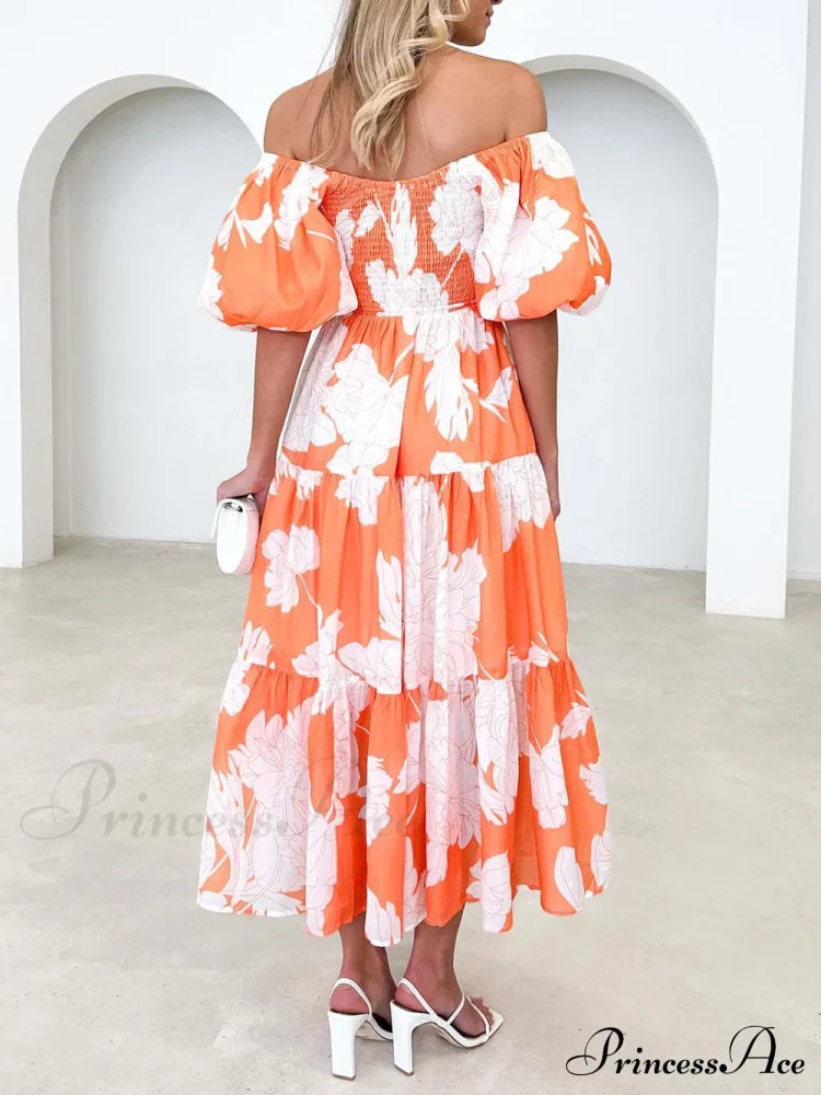 Unique Floral Print Patchwork Graceful Up Pleated Maxi Dress