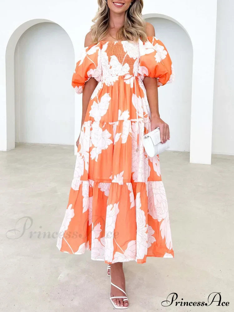 Unique Floral Print Patchwork Graceful Up Pleated Maxi Dress
