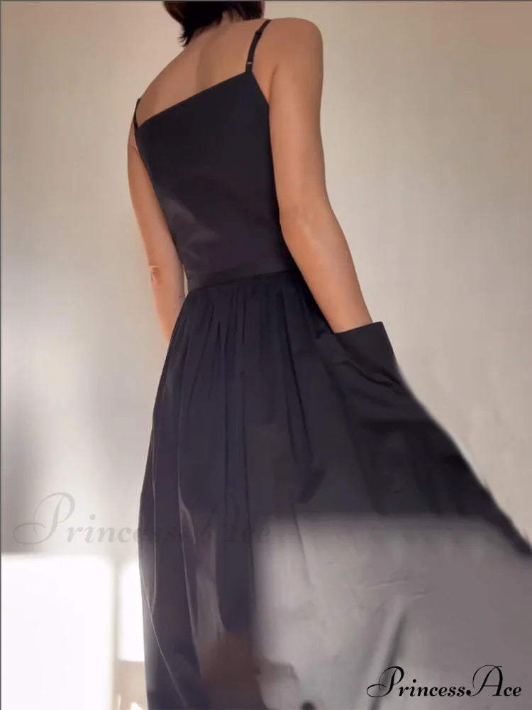 Unique Side Slit Charming Lace-Up Pocket Vest Dress
