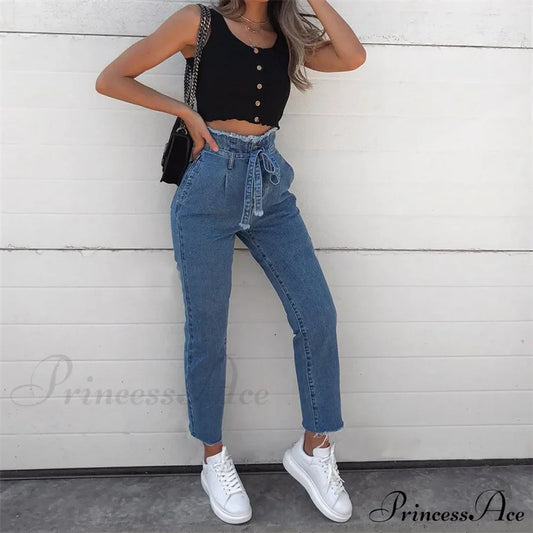 Vintage Bow Bandage Hole Denim Jeans