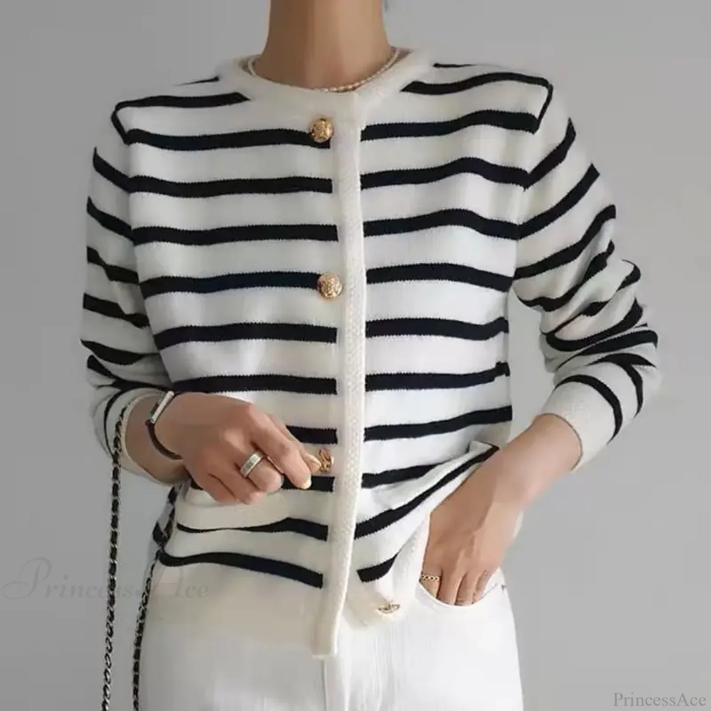 Vintage Striped Loose Knitting Simplicity Knit Cardigan