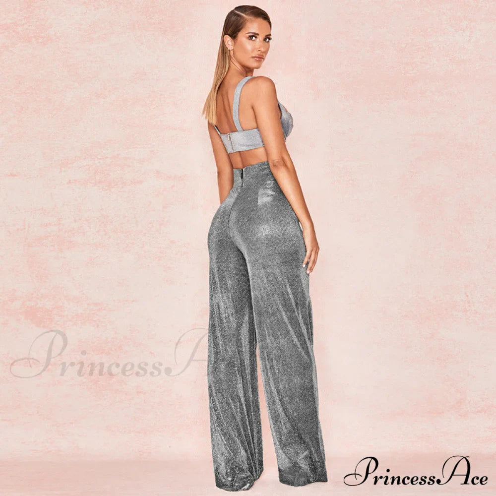 Wide Leg High Waist Vintage Bright Silk Casual Pants