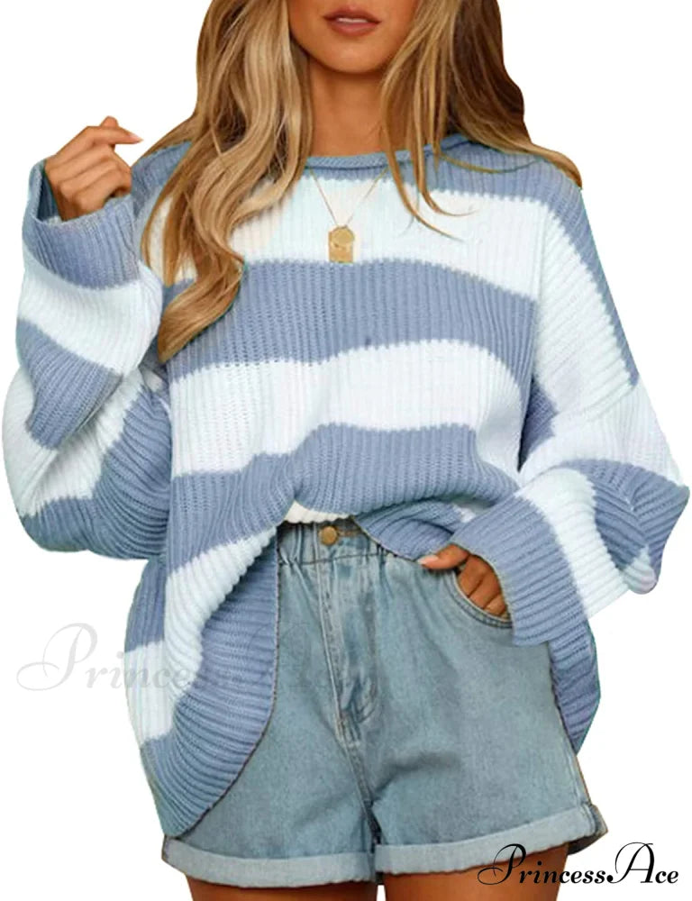 Women's Striped Color Comfy Knitted Sweater