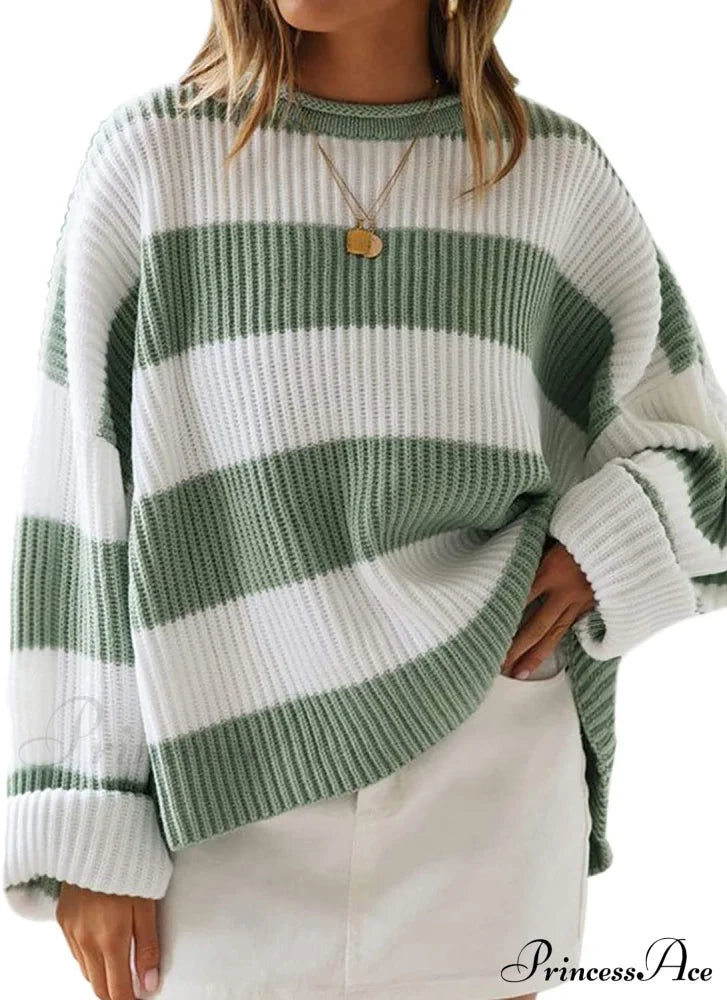 Women's Striped Color Comfy Knitted Sweater