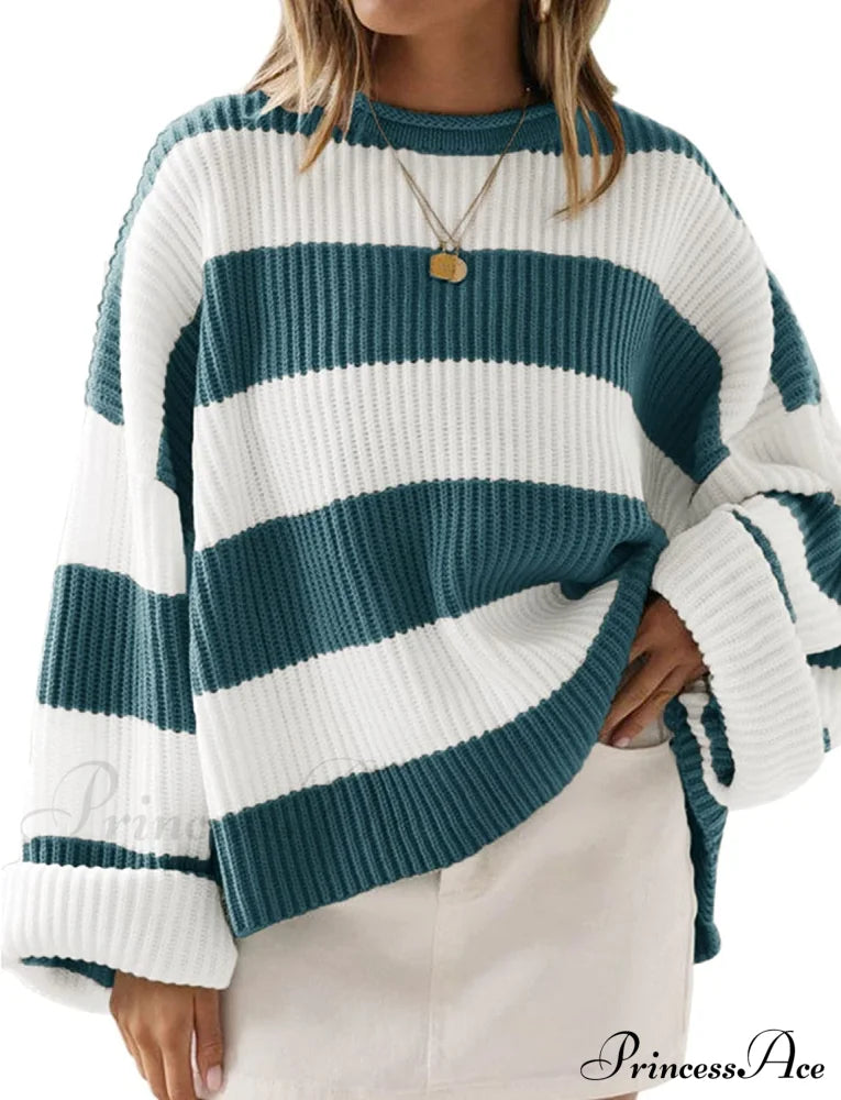 Women's Striped Color Comfy Knitted Sweater