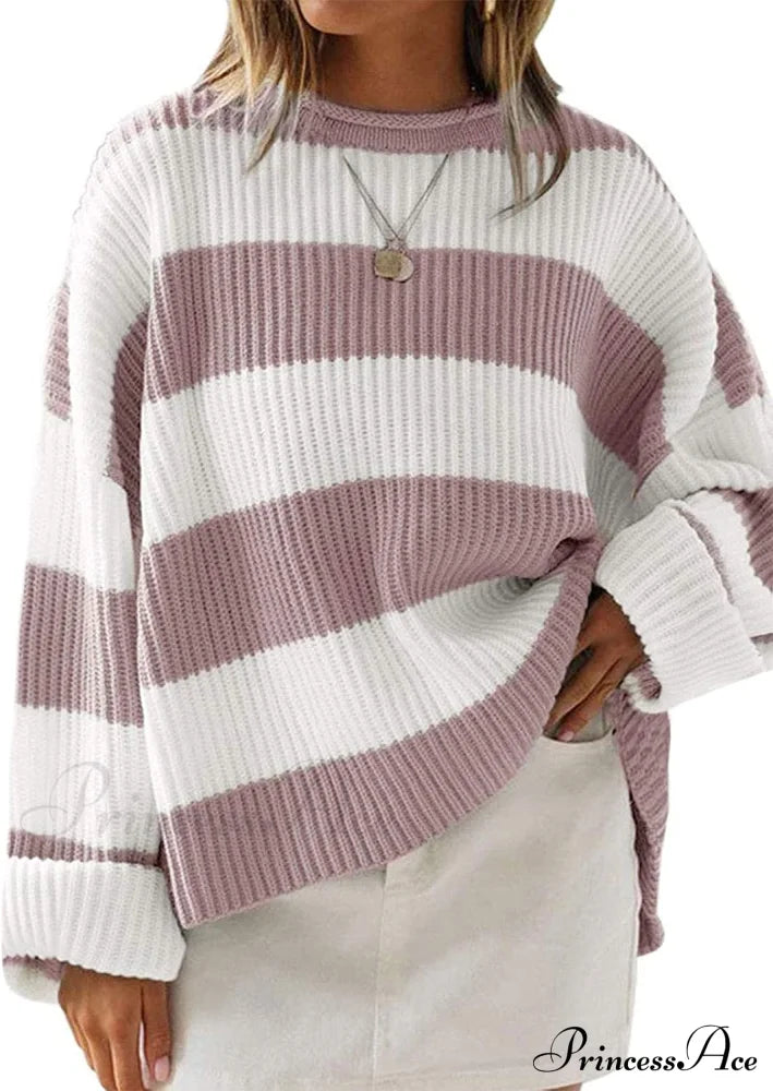 Women's Striped Color Comfy Knitted Sweater