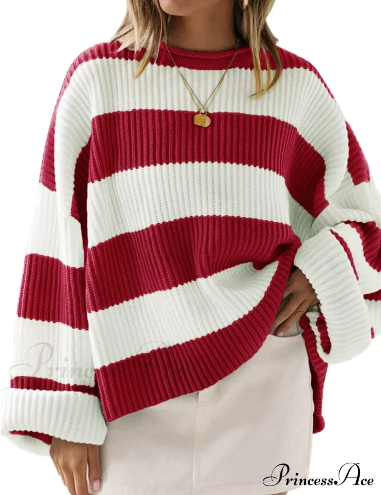Women's Striped Color Comfy Knitted Sweater