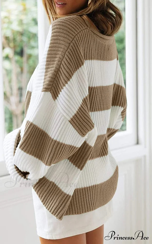 Women's Striped Color Comfy Knitted Sweater