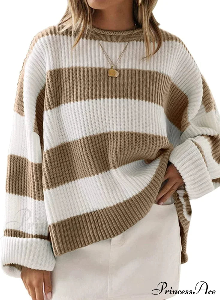 Women's Striped Color Comfy Knitted Sweater