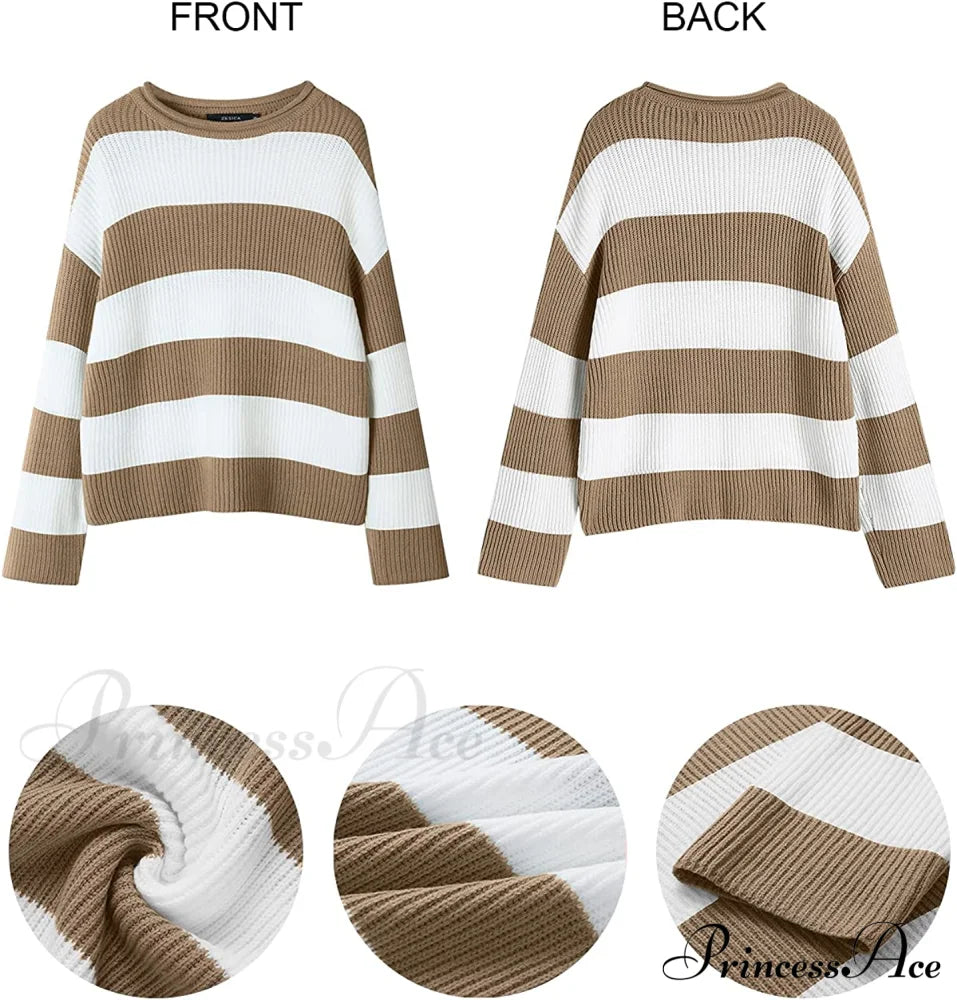 Women's Striped Color Comfy Knitted Sweater