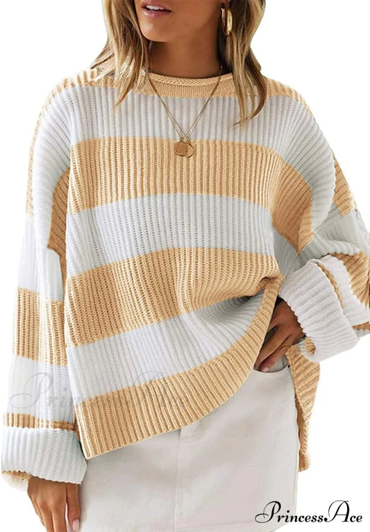 Women's Striped Color Comfy Knitted Sweater