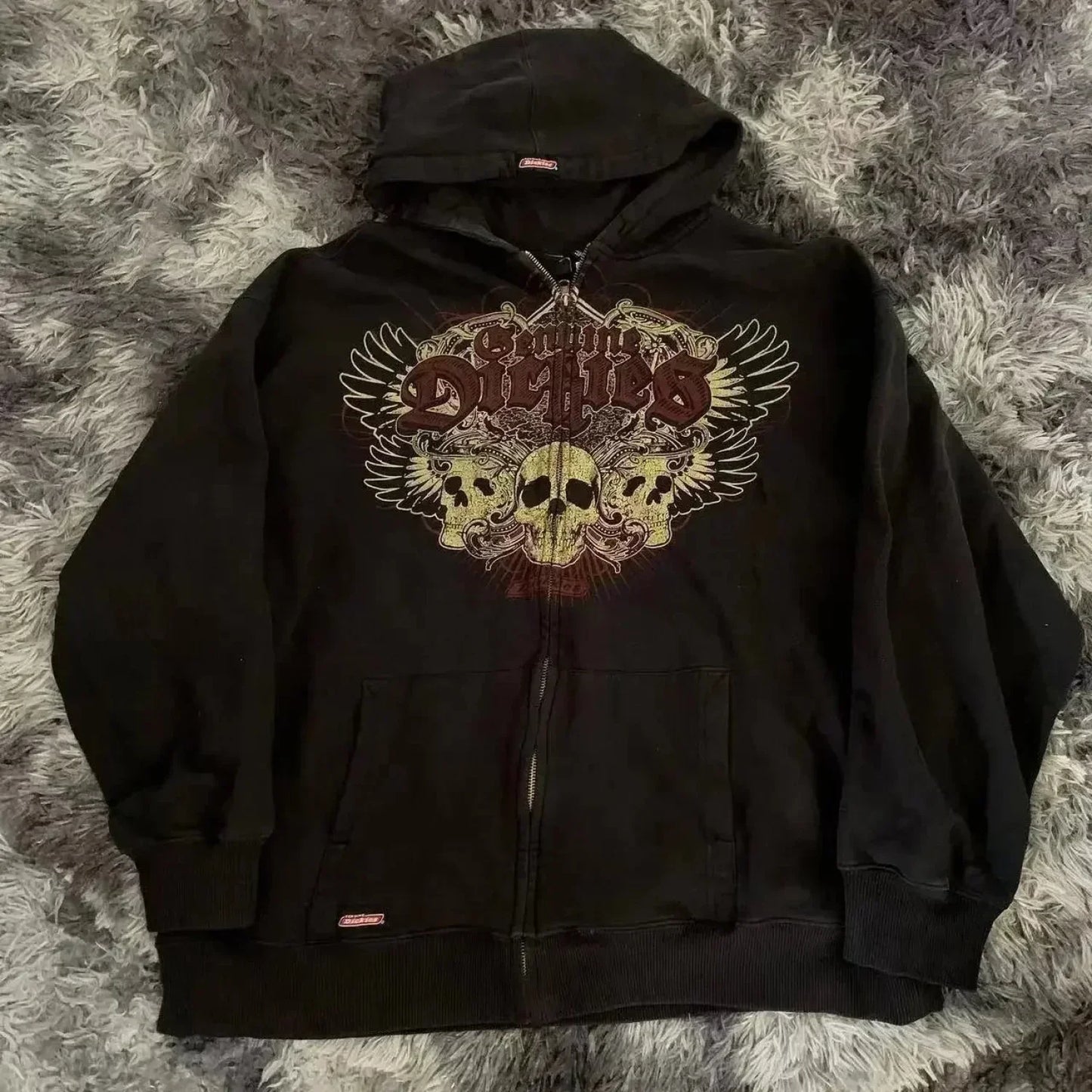 Y2K Gothic Skull Design Hoodie