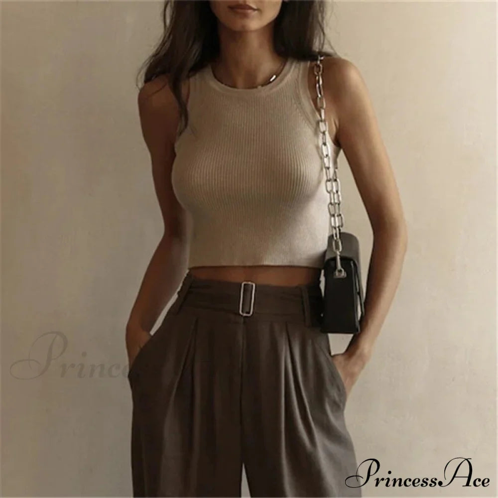 Y2K Sleeveless Knitted Crop Tops
