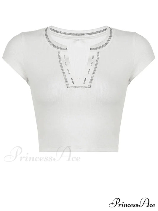 Y2k Striped White Knitted Crop Top